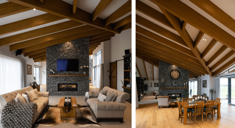 Prolam Glulam Beams Create a Striking Effect in a Modern Farmhouse