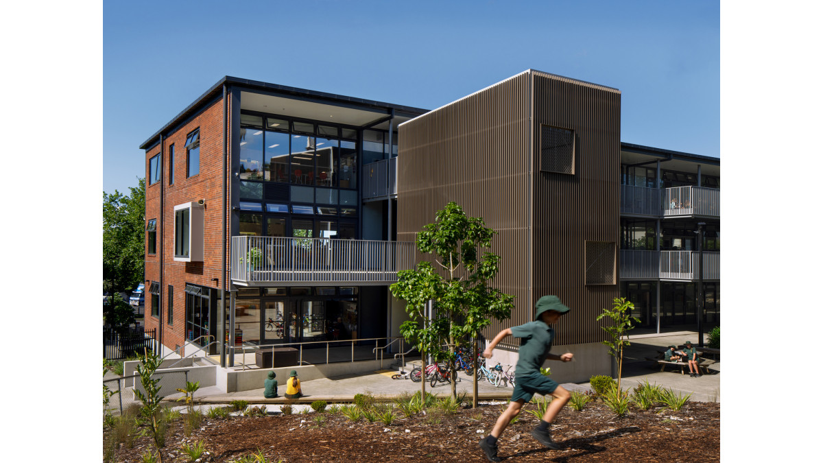Hampton Balustrade and Custom Stair Screen installed at Onehunga Primary School - Jasmax Architects<br />
2024 Auckland Architecture Awards Winner