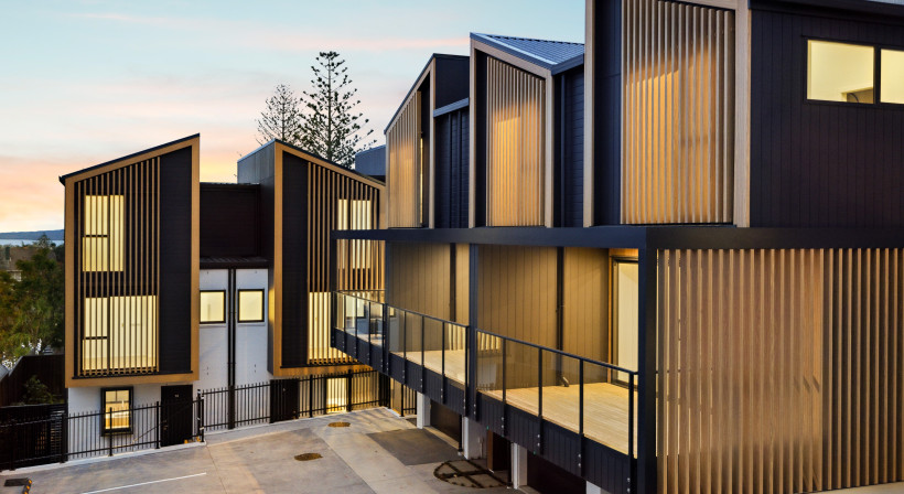 Woodgrain Coated Aluminium Louvres Keep Maintenance to a Minimum for 10-Home Development