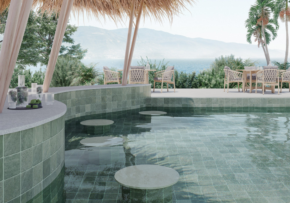 Sukabumi Tiles Bring Tropical Charm to Swimming Pools and Outdoor Spaces