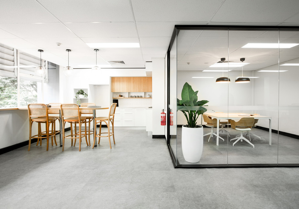 Concrete-Look Vinyl for an Urban Coastal Inspired Office