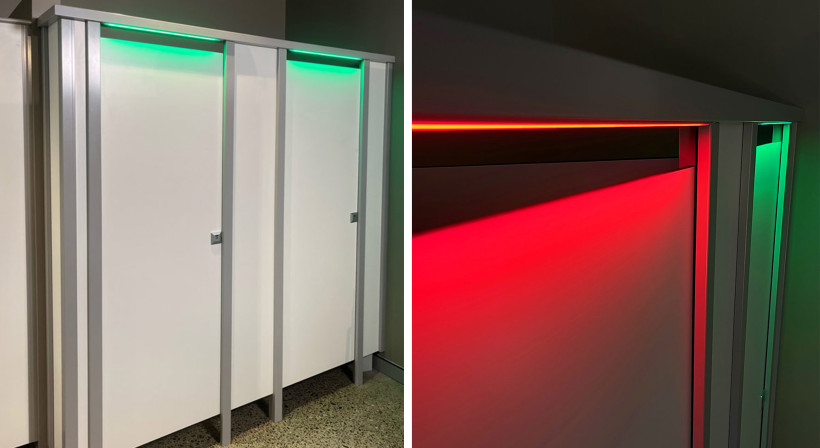 New Occupancy Lights Help Quickly Identify Available Cubicles in Busy Bathrooms