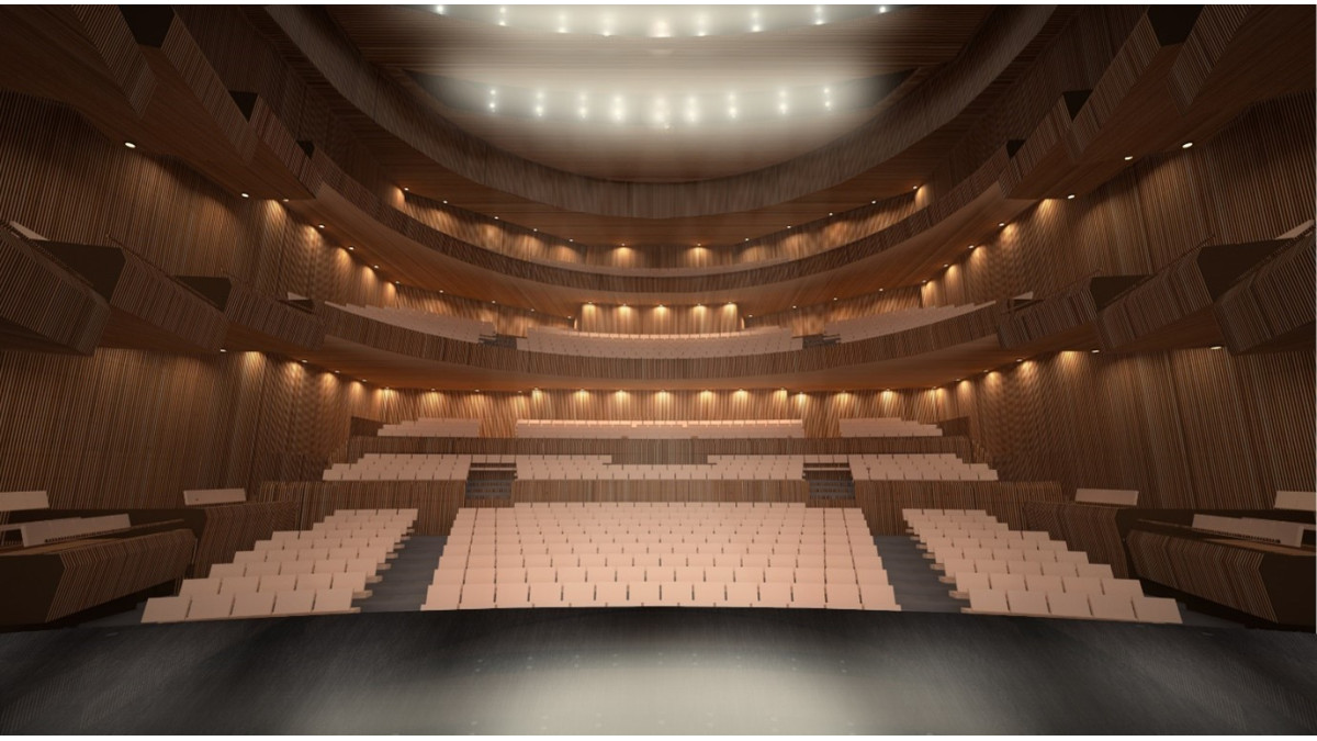 A render of the theatre auditorium.