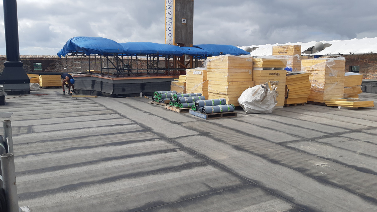 Main roof ready for insulation installation.