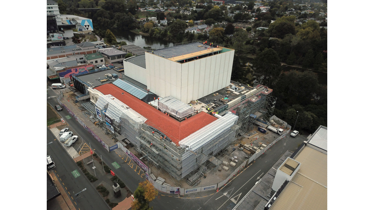 A recent aerial photo of the construction site.