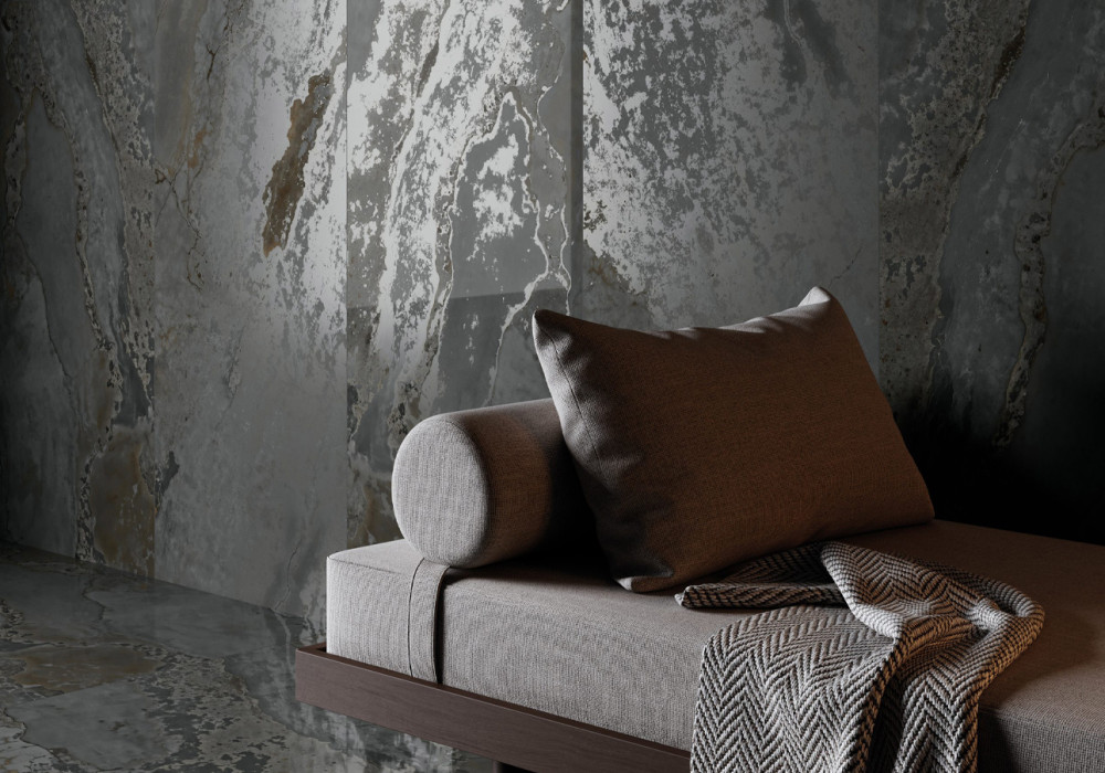 Bring Drama to Interiors with New Large Format Porcelain Tiles with an Eye-Catching Metallic Sheen