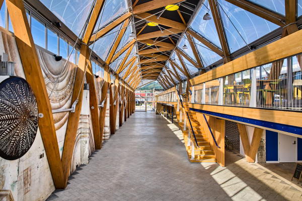 Glulam Beams Shape Porirua’s Vibrant Kai Tahi Waterfront Community Hub