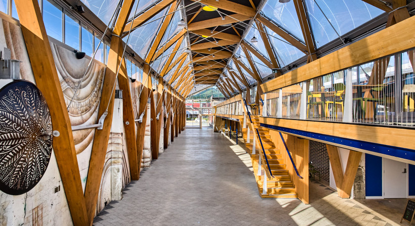 Glulam Beams Shape Porirua’s Vibrant Kai Tahi Waterfront Community Hub