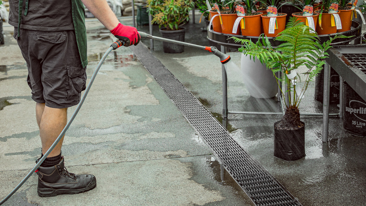 Commercial Channel providing surface drainage while staff water plants.