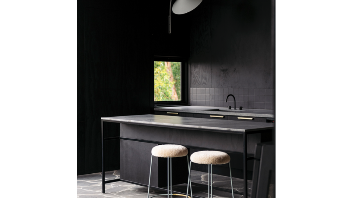 Creative Application<br />
The shared vision of both client and architect has brought stunning results. <br />
The Palm Beach Black stained ply interiors draw the eye outward as carefully selected views are framed by the windows.<br />
Photograph: Lauren Bramford