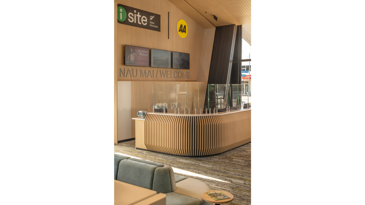 Melteca Aged Ash reception Desk and HIMACS Carona benchtop.
