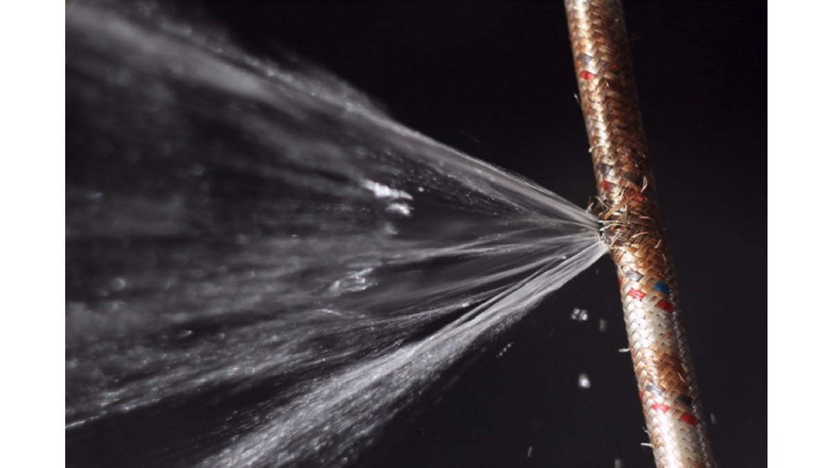 A burst flexible hose — a leading cause of home water damage. Replace every 5 years to prevent costly flooding.<br />
