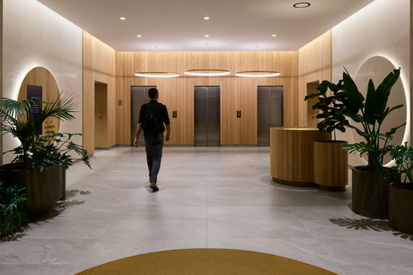 Tiles Create a Refined Look for AIA Tower Lobby Renovation