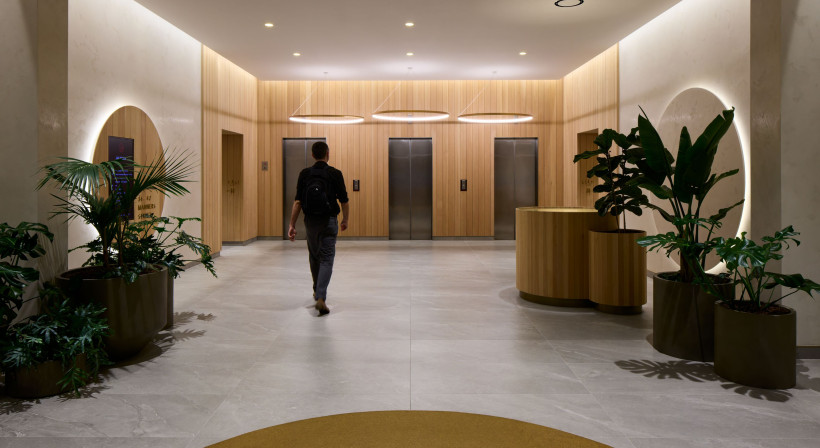 Tiles Create a Refined Look for AIA Tower Lobby Renovation