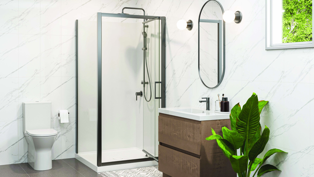 Tivoli InSwing is a hybrid system combining sliding and pivoting motion, opening inward to eliminate the need for external clearance.