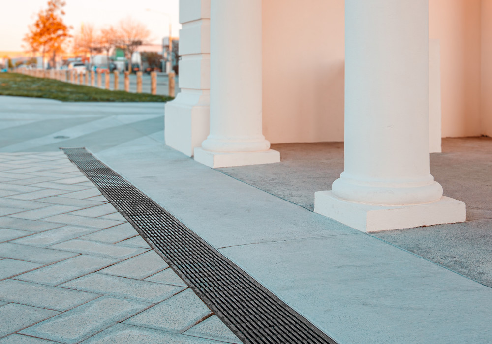 Lancaster Park Memorial Gates Use Durable Drainage Channel Made in NZ from 100% Recycled Material