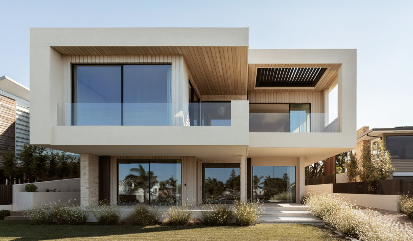 A Seamless Plaster Finish Inside and Out for Oceanview Road House