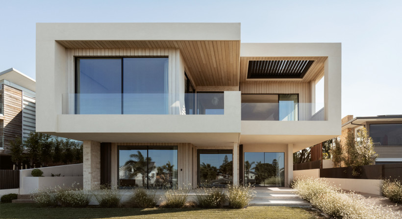 A Seamless Plaster Finish Inside and Out for Oceanview Road House