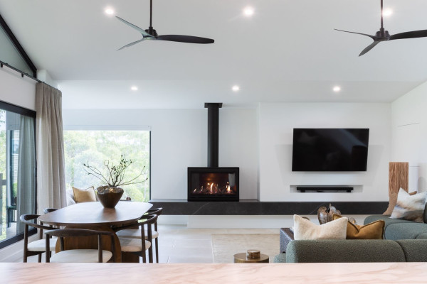 Freestanding Fireplace Brings Ambience to an Intergenerational Renovation