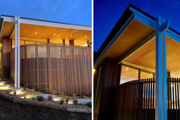 Marine Gaboon Soffits Make a Sheltered Outdoor Space for Villa Thomas Project