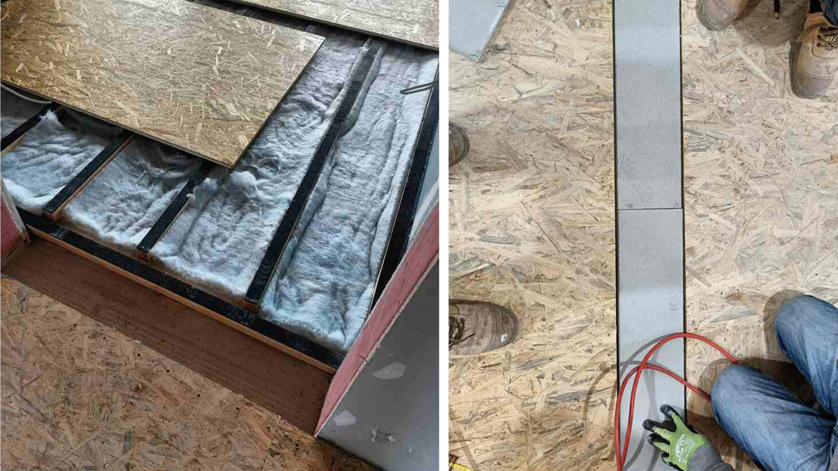 Care was taken to ensure level entry for wheelchair users. SoundDown In-floor Firestop Battens maintain the integrity of the firecell at fire door thresholds.