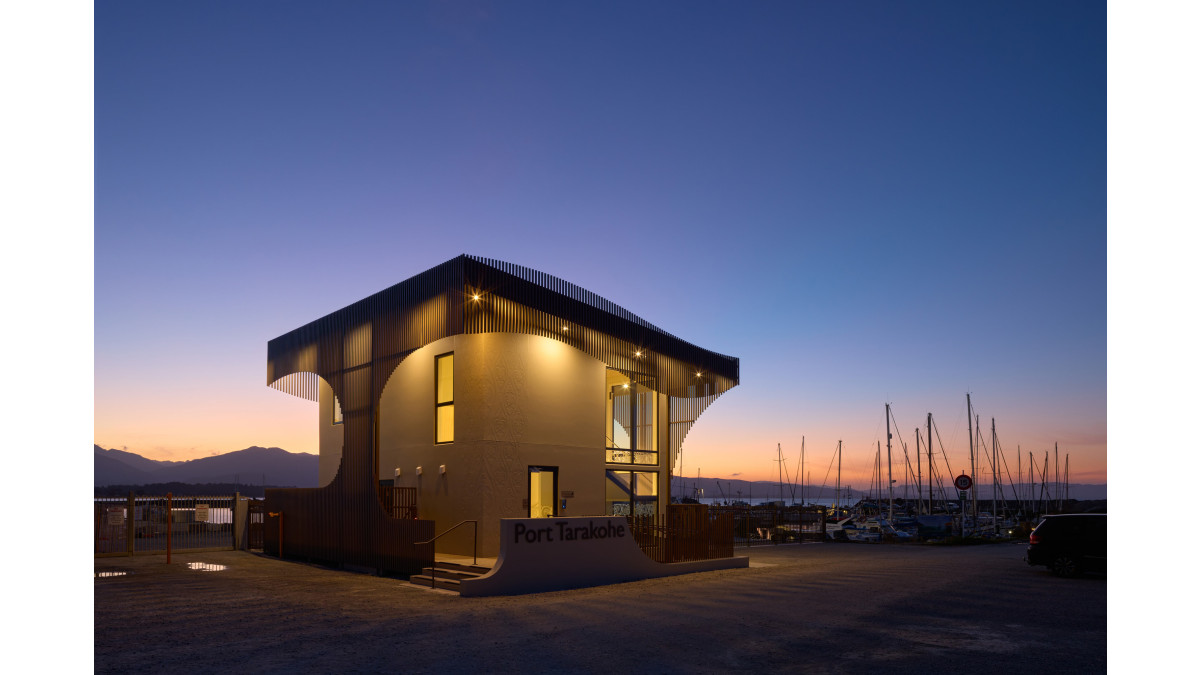 Resene Neutrals Tone-e Award Winner - Port Tarakohe Harbourmaster and Amenities Building by JTB Architects. Featuring Resene Sonyx 101 Cool Colour in Element and Double Akaroa. <br />
Photographer: Jason Mann.