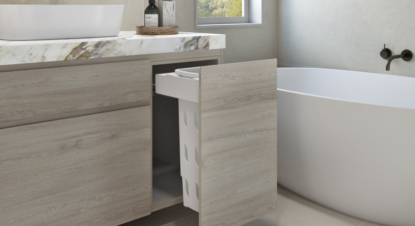 Concelo 1×35L Shallow Depth Laundry Hamper for Space-Restricted Cabinetry