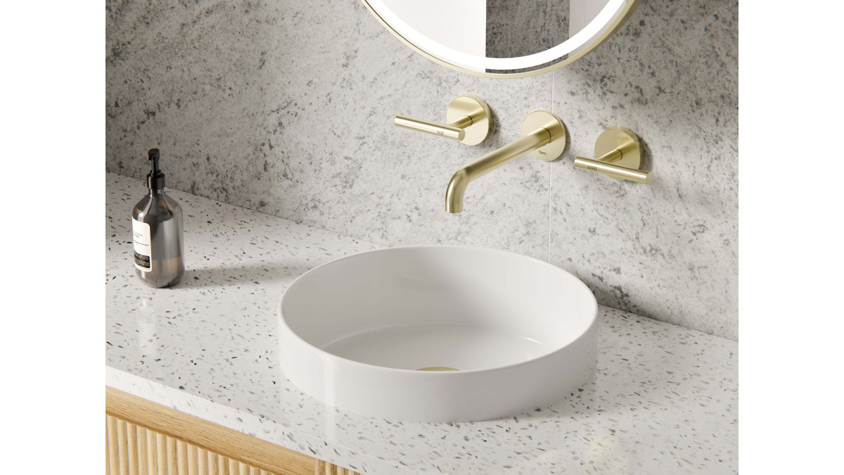 Mecca Wall Basin Set Brushed Gold 2 (1)