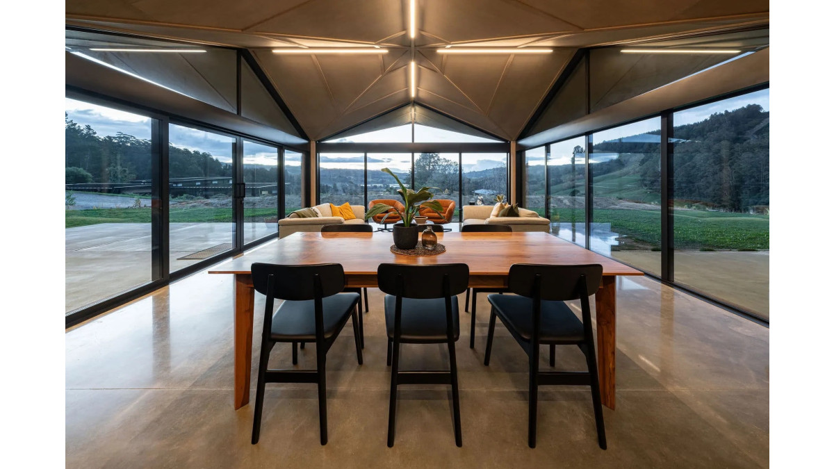Full height glazing creates dramatic transparency.