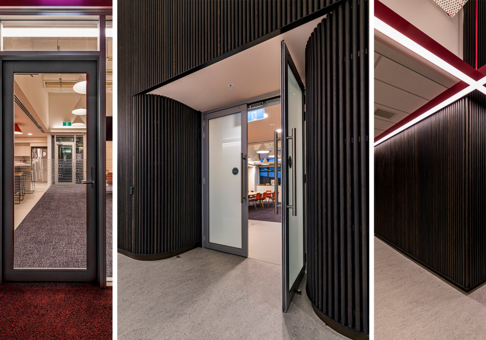 Bespoke Curved Timber Feature Wall Contributes to Calm and Welcoming Campus Atmosphere