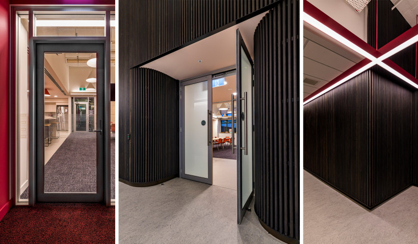 Bespoke Curved Timber Feature Wall Contributes to Calm and Welcoming Campus Atmosphere 