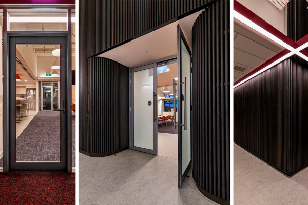 Bespoke Curved Timber Feature Wall Contributes to Calm and Welcoming Campus Atmosphere 