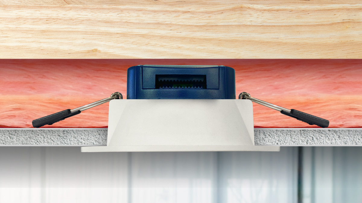 Lopez Flush Downlight — just 47mm deep, ideal for tight roof cavities.