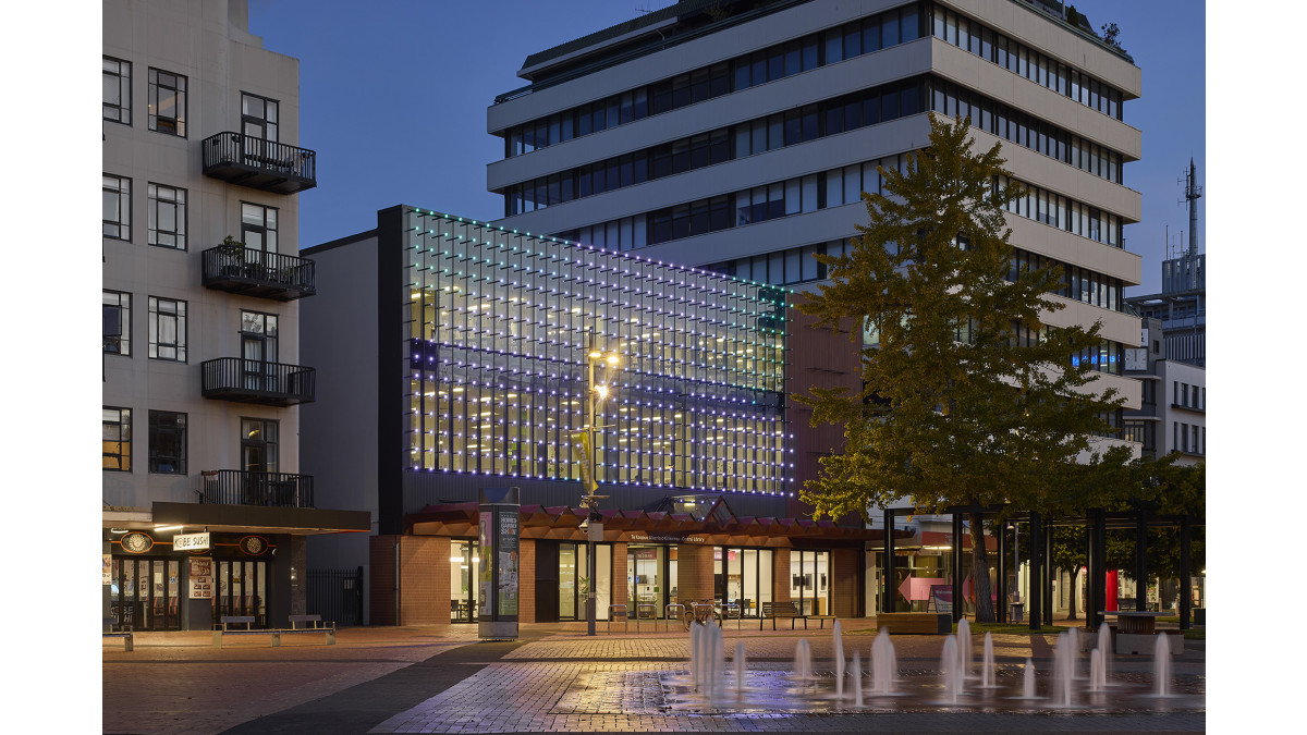 The LED grid can be programmed for art displays in multiple colours and patterns.
