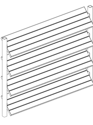 RL 600 MITRE LOUVRE END FIXED HORIZONTAL PANEL
