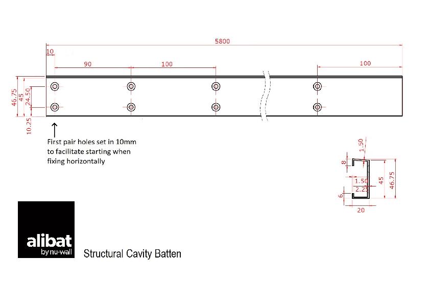 Alibat Extruded Aluminium Structural Cavity Batten By Nu