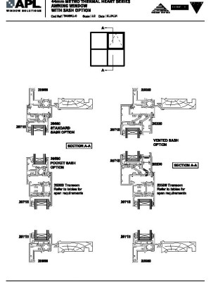 APL Metro Thermal Heart Awning Windows Drawings pdf