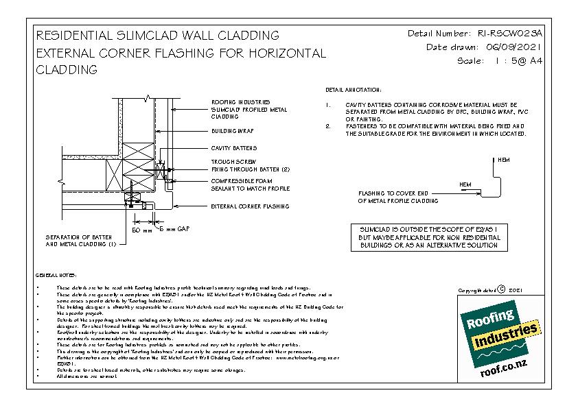 Drawings for Slimclad Cladding by Roofing Industries – EBOSS