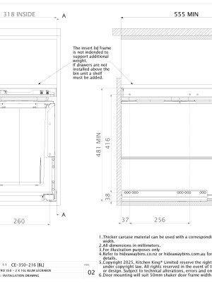 INSTALLATION DRAWING CE 350 216BL CONCELO ENTRO 350 2 X 16L BLUM LEGRABOX ISSUE 02 pdf