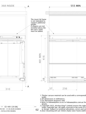 INSTALLATION DRAWING CE 400 220BL CONCELO ENTRO 400 2 X 20L BLUM LEGRABOX ISSUE 02 pdf