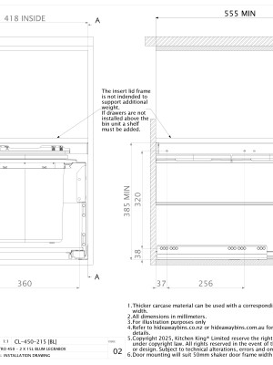 INSTALLATION DRAWING CE 450 215BL CONCELO ENTRO 450 2 X 15L BLUM LEGRABOX ISSUE 02 pdf