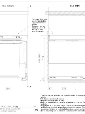 INSTALLATION DRAWING CE 450 220BL CONCELO ENTRO 450 2 X 20L BLUM LEGRABOX ISSUE 02 pdf