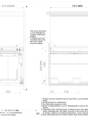 INSTALLATION DRAWING CE 350 213BM CONCELO ENTRO 350 2 X 13L BLUM MERIVOBOX ISSUE 02 pdf