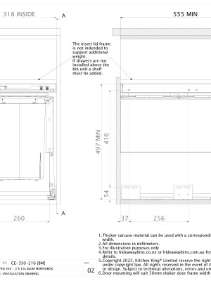 INSTALLATION DRAWING CE 350 216BM CONCELO ENTRO 350 2 X 16L BLUM MERIVOBOX ISSUE 02 pdf