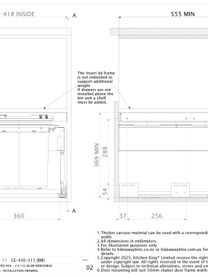 INSTALLATION DRAWING CE 450 215BM CONCELO ENTRO 450 2 X 15L BLUM MERIVOBOX ISSUE 02 pdf