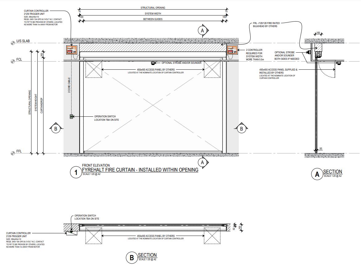 Fyrehalt Vertical Fire Curtain — Up to 24m² by Smoke Control – EBOSS